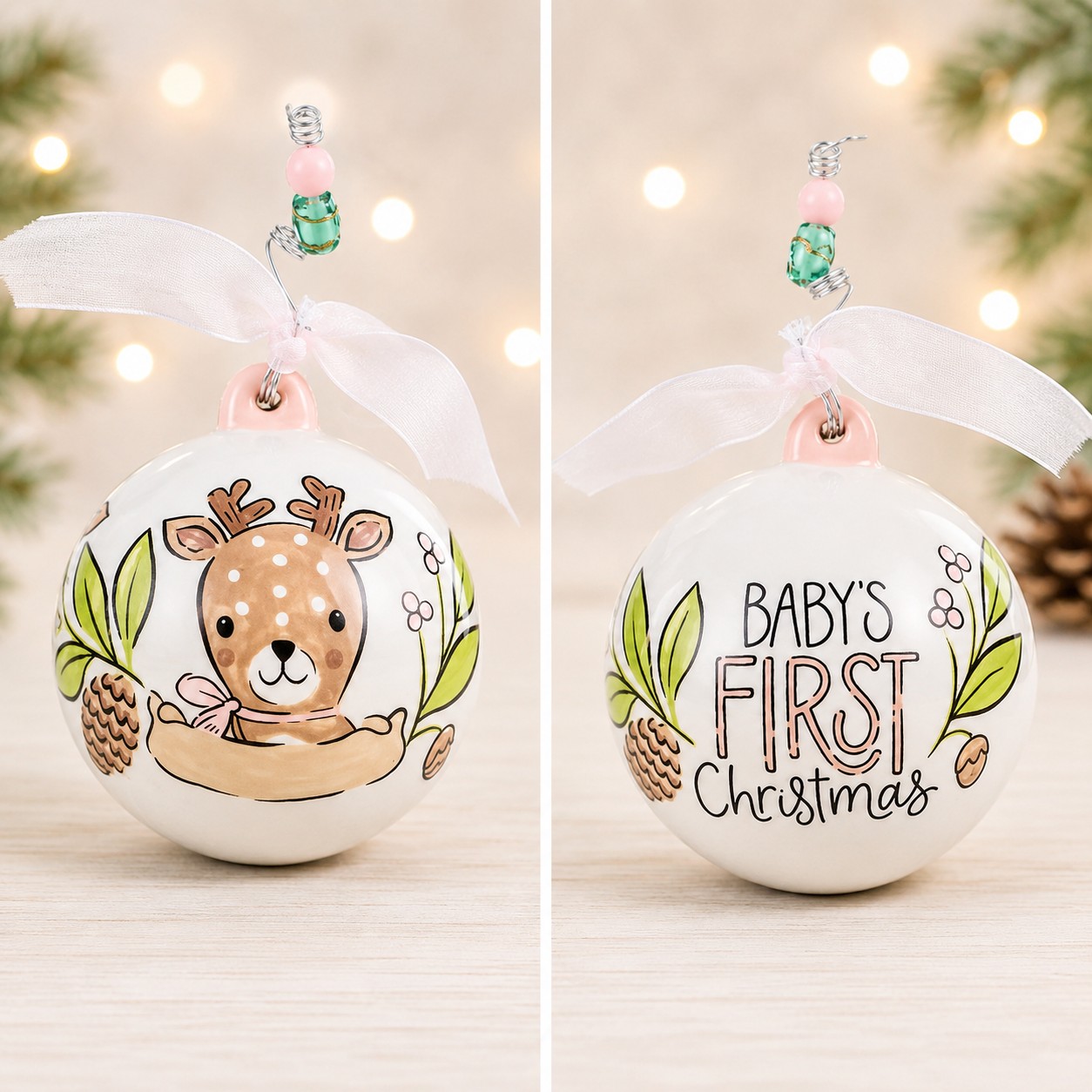 Baby Girl Deer 1st Christmas Ornament